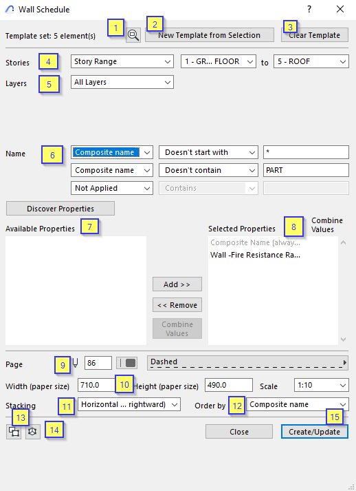 Archi Assistant Wall Schedule Addon Interface